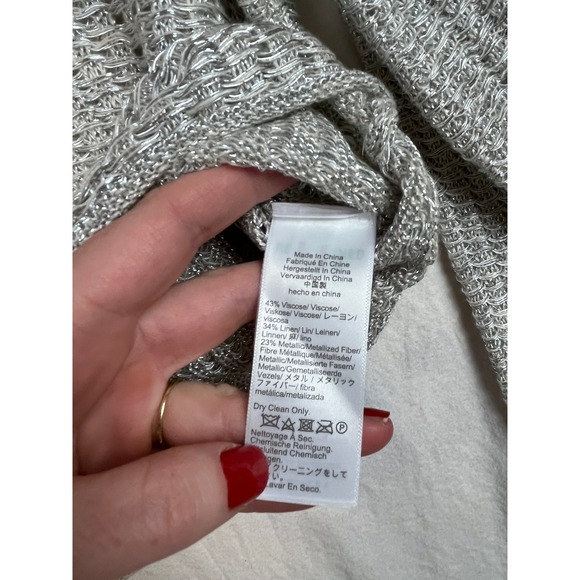 J.Crew Collection Silver Metallic Tape Yarn Cropped Sweater BZ514 Womens Medium - Picture 5 of 8